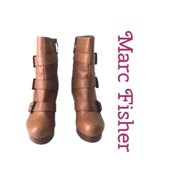 Marc Fisher Brown Leather Ankle Boot Sz 7M - Picture 1 of 8